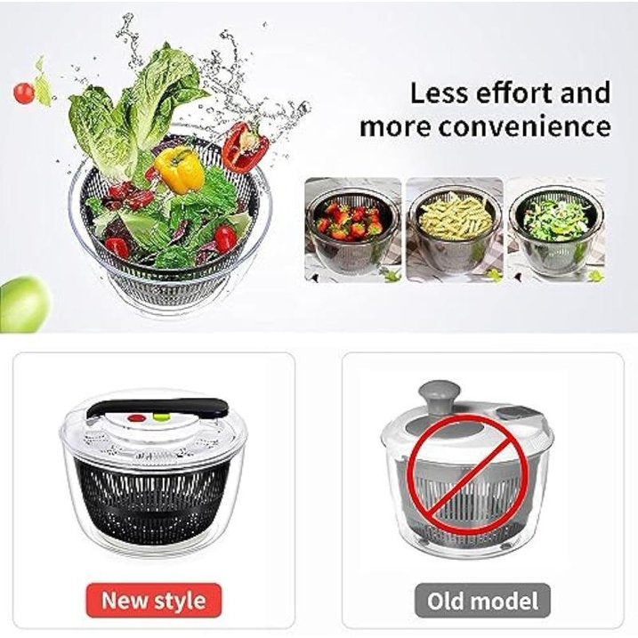 Salad Spinner Handle Vegetable Dryer,Domaci 3qt Fruit Veggie Bowl Lockable Colander Basket and Lid with Drawcord Switch