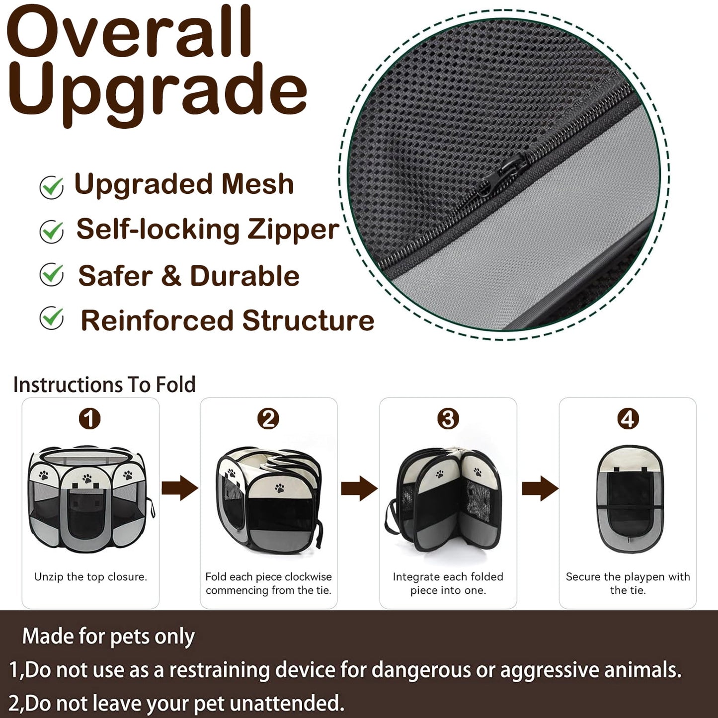 Extra Large Pet Playpen Cat Playpen Dog Playpen Puppy Playpen Indooor Cat Cage Dog Fence, Dinosam 45" Diameter 23" Height Cat Tent Playpen for Indoor Cats Pen for Cat Puppy Rabbit