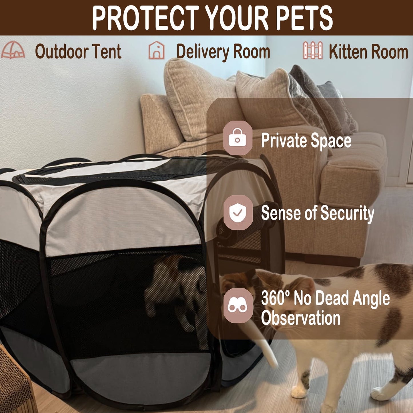 Extra Large Pet Playpen Cat Playpen Dog Playpen Puppy Playpen Indooor Cat Cage Dog Fence, Dinosam 36" Diameter 23" Height Cat Tent Playpen for Indoor Cats Pen for Cat Puppy Rabbit