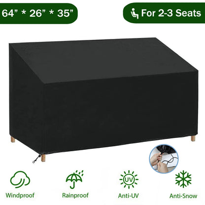 Patio Furniture Covers, 3-Seater Patio Loveseat Cover,Dinosam Outdoor Furniture Cover Waterproof Outdoor Chair Covers Patio Covers for Outdoor Furniture, Black