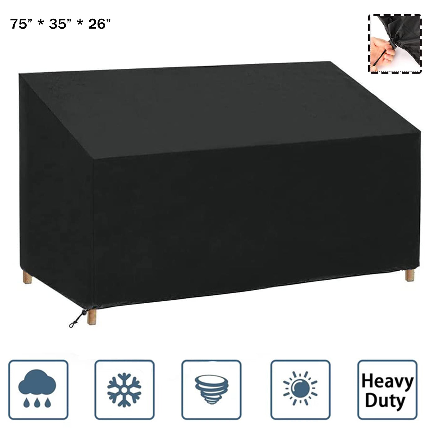 Patio Furniture Covers, 3-Seater Patio Loveseat Cover,Dinosam Outdoor Furniture Cover Waterproof Outdoor Chair Covers Patio Covers for Outdoor Furniture, Black