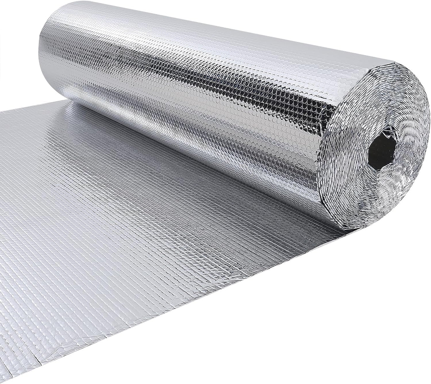 Double Reflective Insulation Roll 23.7 in X 16.4 FT RV Window Insulation for Summer Bubble Reflective Foil Insulation Aluminum Foil Thermal Insulation Foam for Windows, Roof, RV, Car