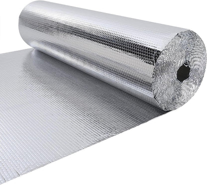 Double Reflective Insulation Roll 23.7 in X 16.4 FT RV Window Insulation for Summer Bubble Reflective Foil Insulation Aluminum Foil Thermal Insulation Foam for Windows, Roof, RV, Car