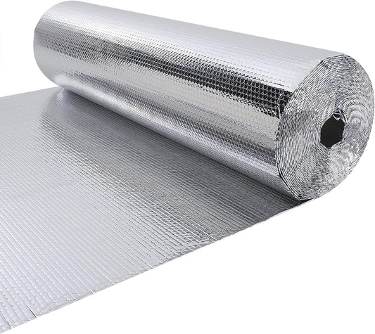Double Reflective Insulation Roll 23.7 in X 16.4 FT RV Window Insulation for Summer Bubble Reflective Foil Insulation Aluminum Foil Thermal Insulation Foam for Windows, Roof, RV, Car