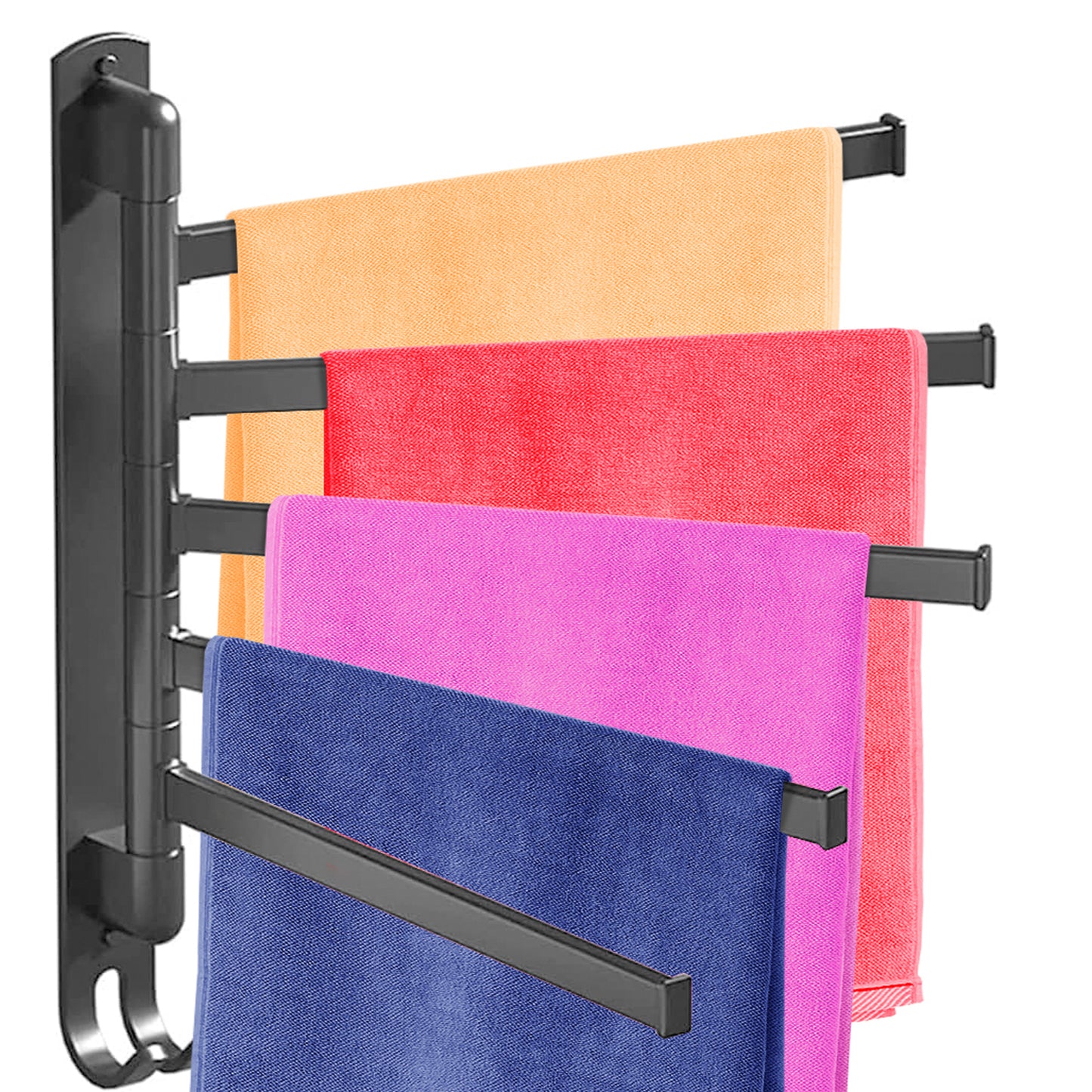 Swivel Towel Rack for Bathroom Towel Holder for Bathroom Wall Mounted Towel Bar with 5-Arm Towel Hanger, Dinosam Rustproof Bathroom Towel Rack 180° Rotation,13 Inch Bathroom Towel Bar