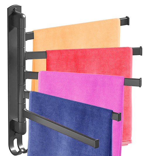 Swivel Towel Rack for Bathroom Towel Holder for Bathroom Wall Mounted Towel Bar with 5-Arm Towel Hanger, Dinosam Rustproof Bathroom Towel Rack 180° Rotation,13 Inch Bathroom Towel Bar