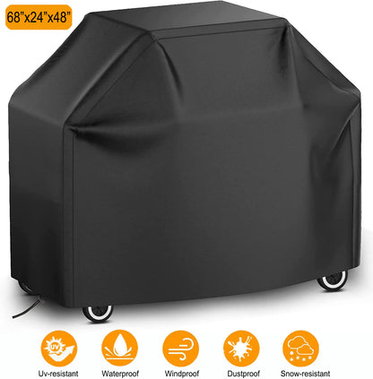 Grill Cover for Outdoor Grill, 68 inch BBQ Grill Cover Barbecue Cover, Heavy Duty Waterproof BBQ Cover Rip-Proof, Durable and Convenient, Windproof Dustproof Anti-UV Gas Grill Cover (68“x 24”x46“ )