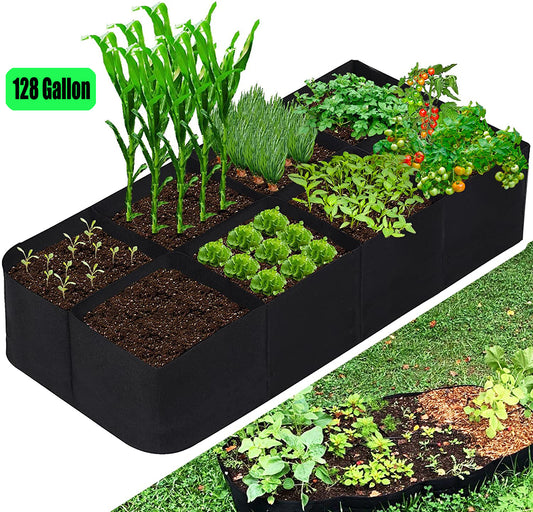 Fabric Raised Garden Bed, 128 Gallon 8 Grids Plant Grow Bags, 3x6FT Breathable Planter Raised Beds for Growing Vegetables Potatoes Flowers, Rectangle Planting Container for Outdoor Indoor Gardening