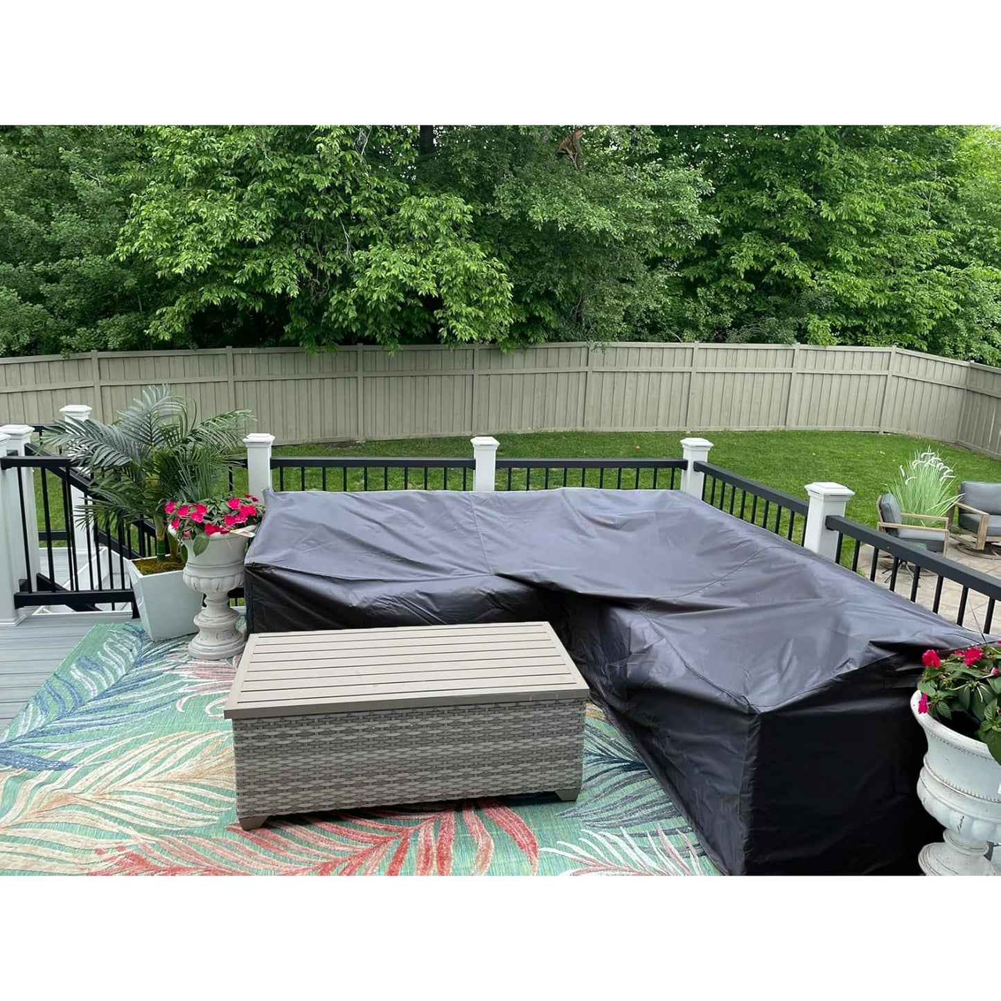 Outdoor Couch Covers for V-Shaped Outdoor Furniture Cover Waterproof Patio Furniture Cover for 5-Seater Outdoor Sectional Cover Weatherproof for Outside L Shape Couch 85" x 85" x 34" x 32"H, Black