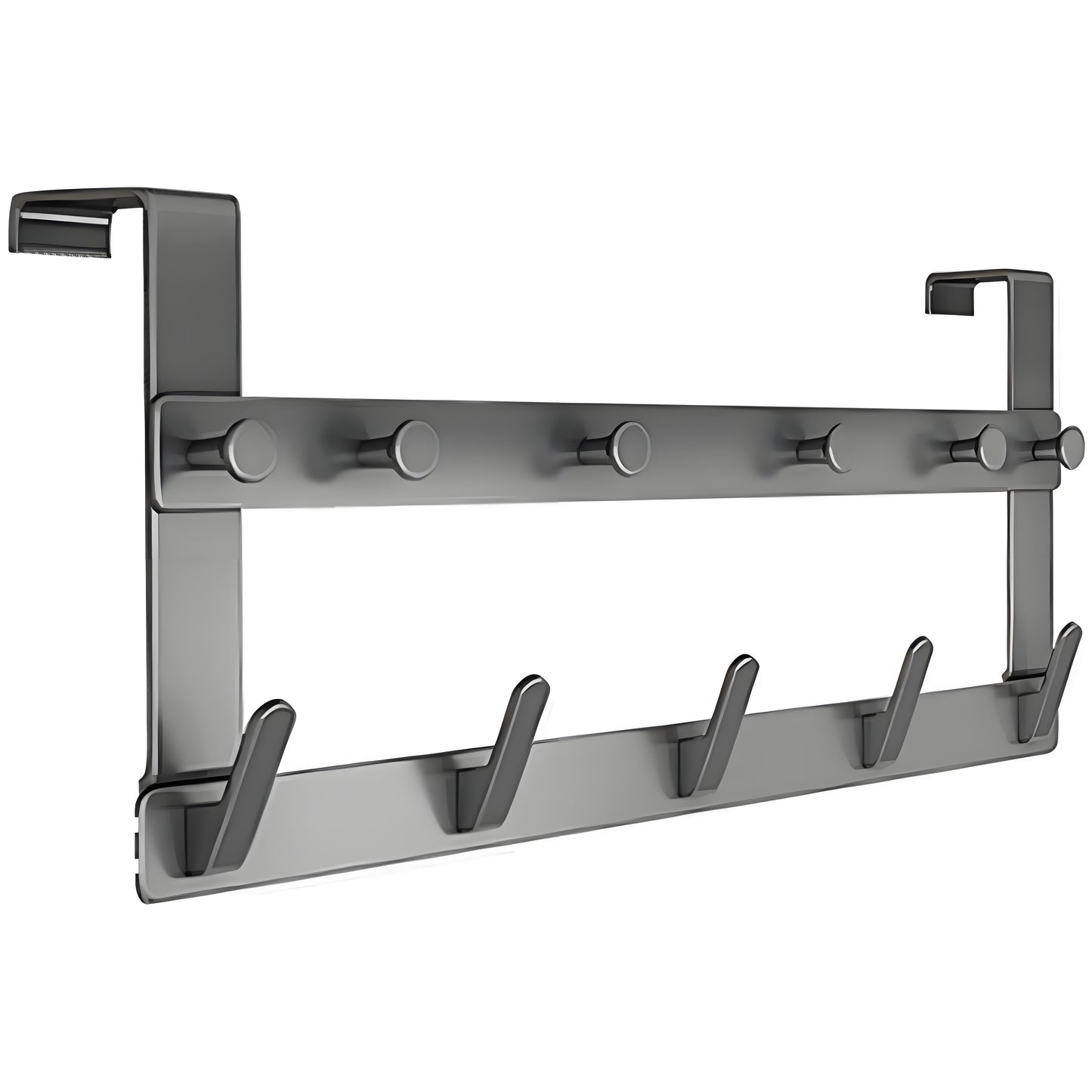Over Door Hooks, Over Door Hanger, Double Row Hook Behind The Door, Over Door Hook Hanger with 11 Hooks, Heavy Duty Coat Hooks and Racks, Assembly-Free Over Door Hanger, Gray