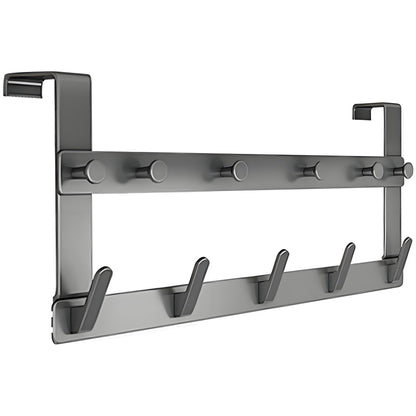 Over Door Hooks, Over Door Hanger, Double Row Hook Behind The Door, Over Door Hook Hanger with 11 Hooks, Heavy Duty Coat Hooks and Racks, Assembly-Free Over Door Hanger, Gray