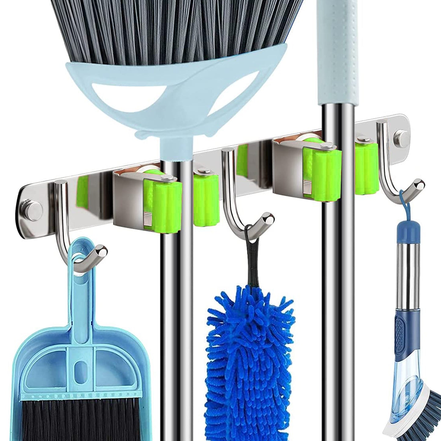 Mop and Broom Holder Wall Mounted/Broom and Mop Organizer Wall Hanger/Mop Broom Hanger Wall Mount/ Mop Broom Organizer Wall Mount/Tool Organizer Wall Mount/Garage Tool Organizer(3 Racks 4 Hooks)