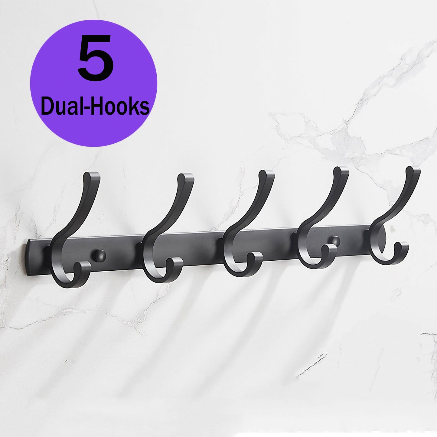 Coat Rack Wall Mounted with 10 Hooks, Dinosam Coat Hooks for Hanging Coats,Heavy Duty Metal Hook Rack Rail Coat Hanger Wall Mount for Purse Clothes Jacket Backpack Entryway