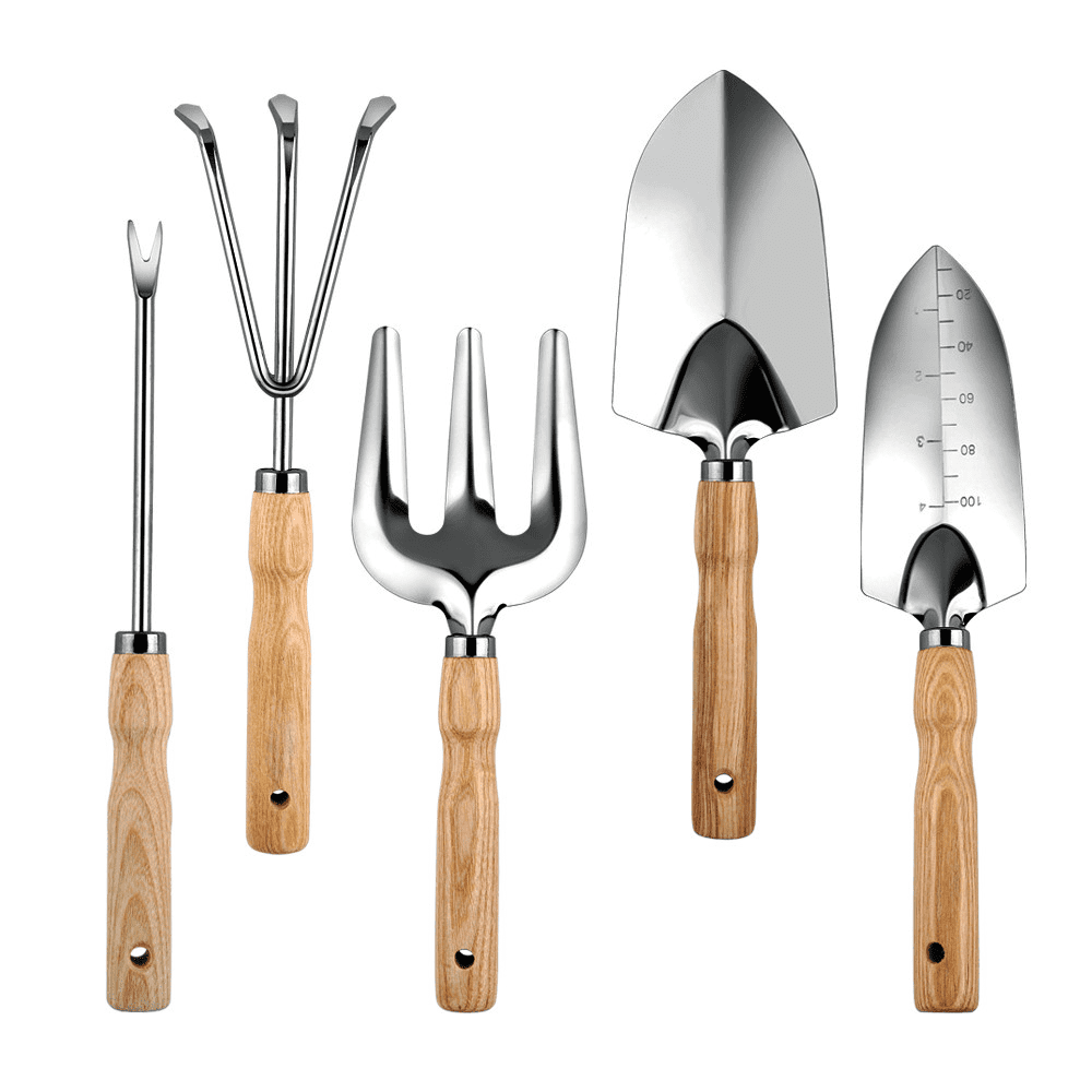 Garden Tool Set,5 Packs Gardening Yard Tools Kit Supplies for Women Men with Hand Rake,Hand Weeder,Hand Fork,Transplanter Trowel,Hand Trowel,Durable and Delicate Garden Gift