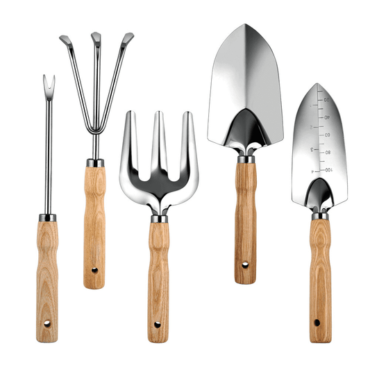 Garden Tool Set,5 Packs Gardening Yard Tools Kit Supplies for Women Men with Hand Rake,Hand Weeder,Hand Fork,Transplanter Trowel,Hand Trowel,Durable and Delicate Garden Gift