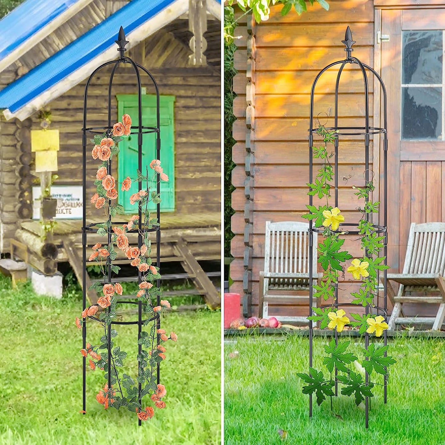Garden Trellis for Climbing Plants Outdoor,51.2 in Plant Trellis for Potted Plant Support, Garden Tower Trellis for Potted Plants Flowers Vegetable Vine