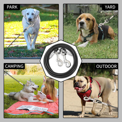 30ft Tie Out Cable for Dogs Up to 180LBS Dog Leads for Yard- and Camping No Tangle Rust Proof Training Dog Cable Can Use to Dog Chain for Yard Dogtie Out Cable Ample Length for Freedom Black