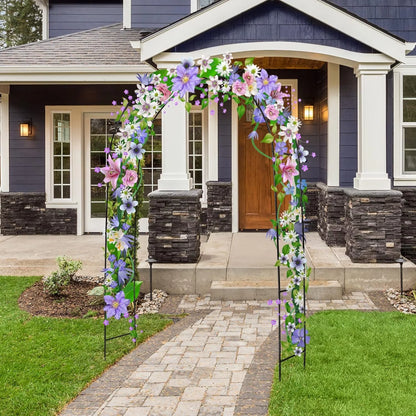 Wedding Arch Garden Arch 7.87 x 4.59 x 1.25FT Christmas Arch Backdrop Stand for Ceremony Metal Garden Trellis for Various Climbing Plant Garden Decor,Assemble Freely 2 Sizes,Black