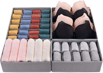 4 Pack Underwear Drawer Organizer for Clothes,Dinosam Closet Organizers and Storage Foldable Clothes Organizers Underwear Organizer Drawer Divider for Clothing, Shoes, Underwear, Bra, Socks and Ties