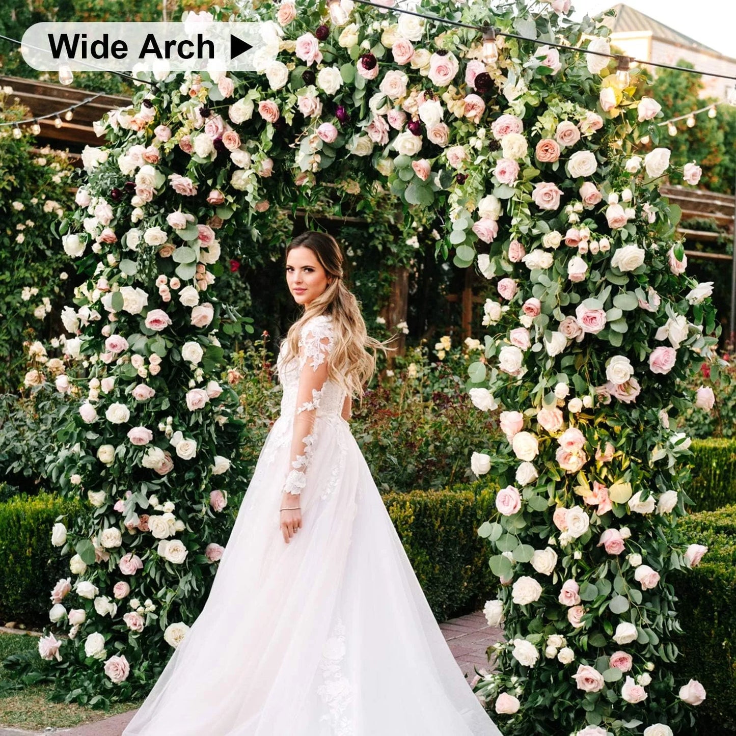 Wedding Arch Garden Arch 7.87 x 4.59 x 1.25FT Christmas Arch Backdrop Stand for Ceremony Metal Garden Trellis for Various Climbing Plant Garden Decor,Assemble Freely 2 Sizes,Black