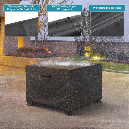 Fire Pit Cover Square, Waterproof Heavy Duty 600D Gas Fire Pit Table Cover with PVC Coating,2 Handles, 2 Air Vents,100% Waterproof,Anti-Crack, 32 x 32 x 24 inch Fits for 29”,30",31",32", Weight:2.06lb