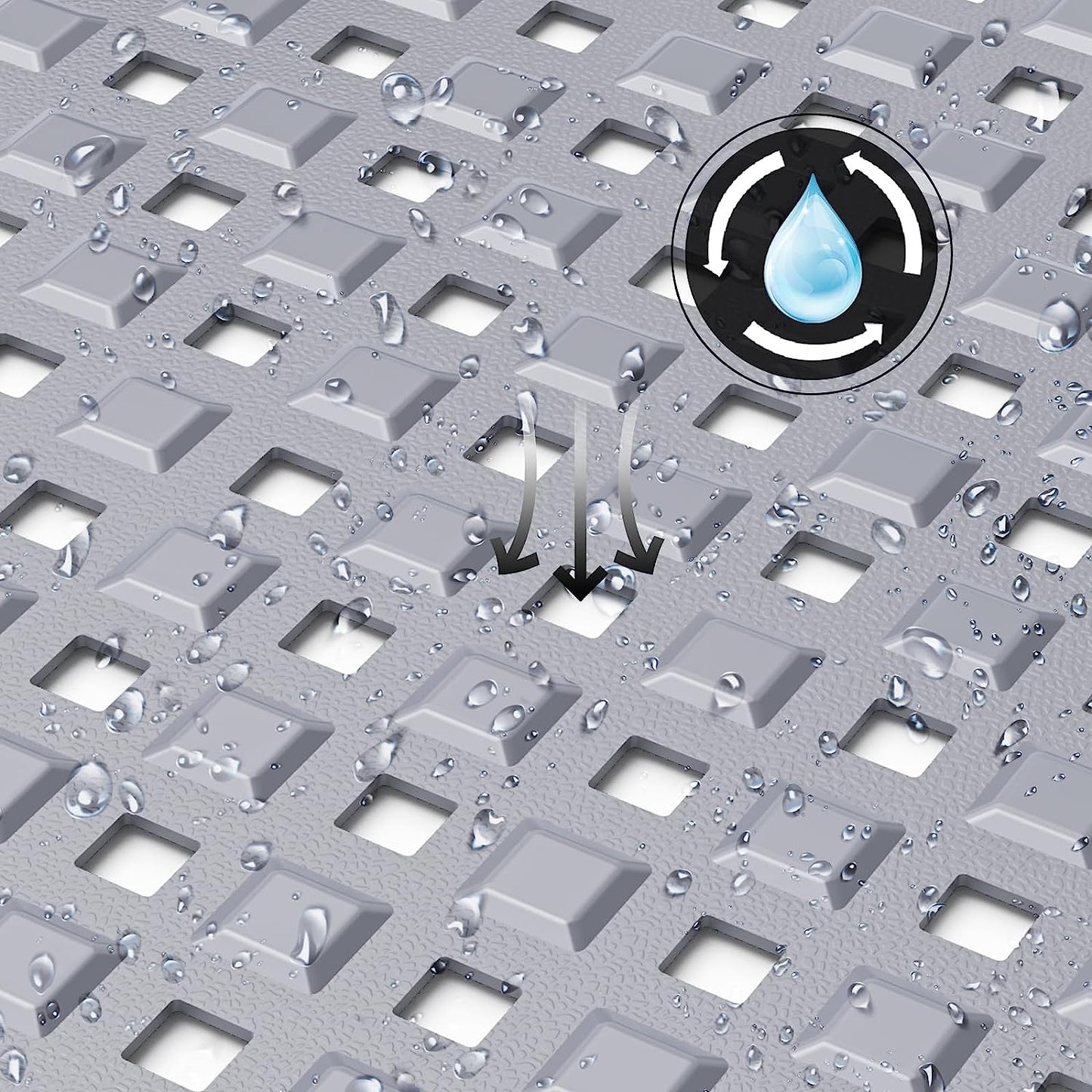 Bath Tub Mat Bath Mat for Tub Shower Mat Dinosam Bathtub Mat Non Slip 16 x 35 Extra Long Rubber Bath Mat, Suction Cups, Drain Holes, Machine Washable Bathroom Mat,Gray