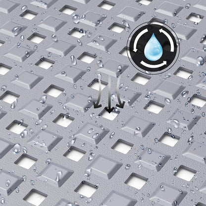 Bath Tub Mat Bath Mat for Tub Shower Mat Dinosam Bathtub Mat Non Slip 16 x 35 Extra Long Rubber Bath Mat, Suction Cups, Drain Holes, Machine Washable Bathroom Mat,Gray