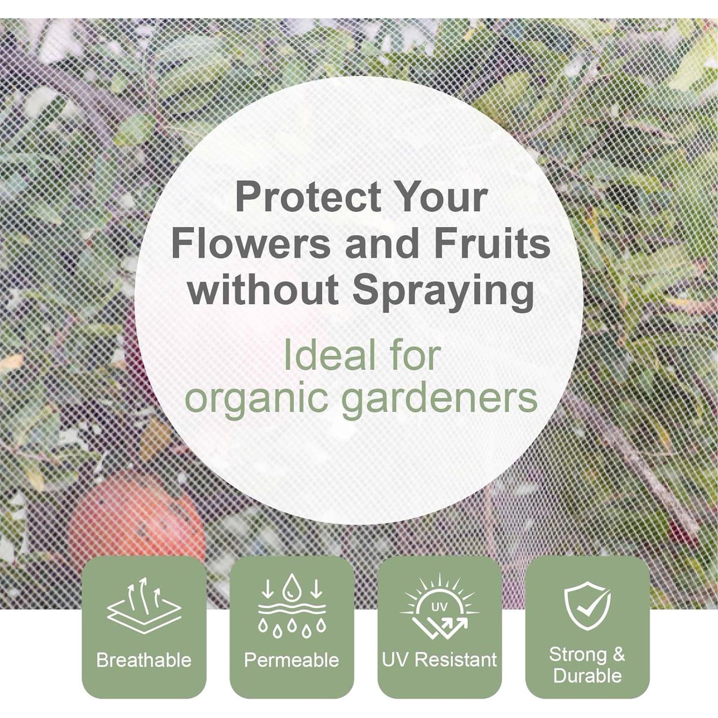 2 PCS Bird Netting, 3.28 x 5 ft Large Fruits Tree Netting,Garden Netting Plant Cover with Drawstring Transparent Bird Plant Barrier Flower Fruits Mesh Screen for Preventing Deer Squirrel