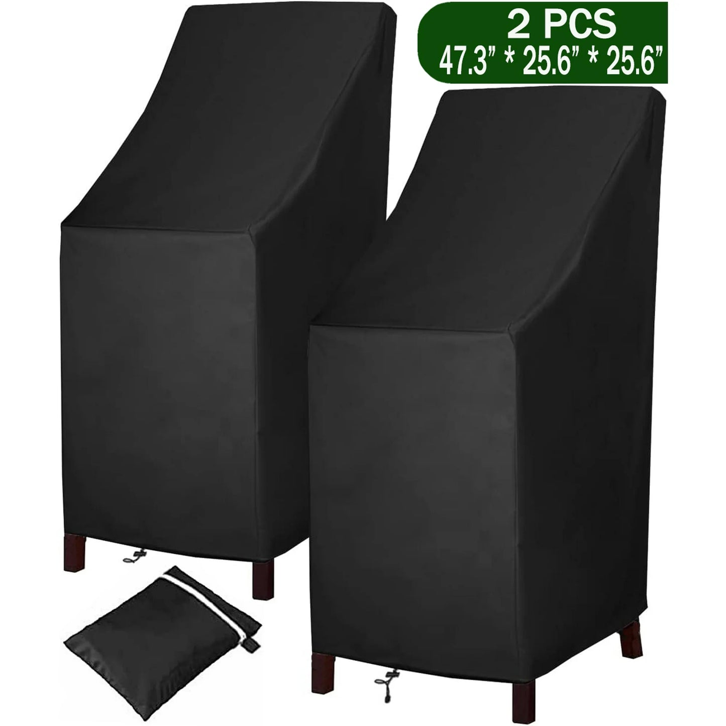 Outdoor Chair Covers Waterproof Patio Cover for Patio Chair Covers,2PCS Patio Furniture Covers,Outdoor Furniture Cover with Adjustable Drawstring and Storage Bag, Windproof, UV Protection