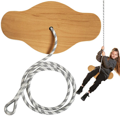 Tree Swing for Kids Swing,Wooden Backyard Swinging Toy for Kids Ages 4 and Up, Holds up to 440 Pounds - Includes 18" Curved Seat Swing with Heavy Duty Braided Rope, Brown