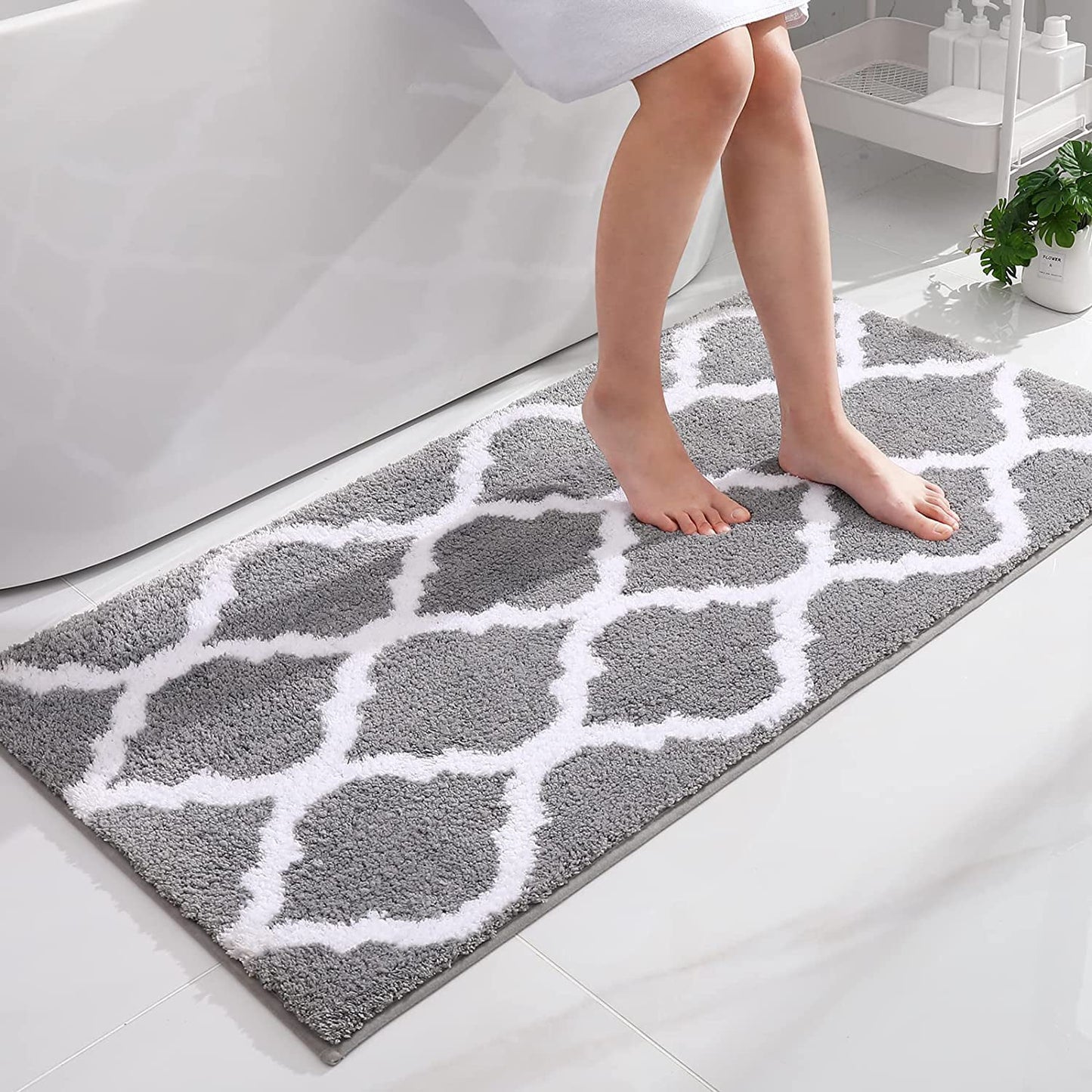 Bathroom Rug, Soft Absorbent Bathroom Mat and Bath Mat, Premium Microfiber Shag Bath Rug Machine Washable