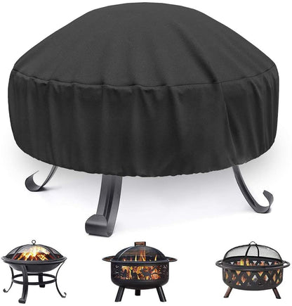 Waterproof Fire Pit Cover Round, Fits 30/32/34/36 inch Firepit or Fire Bowl, 36" x 20" Fits for Most Fireplace Cover Polyester Cover with PVC Coating