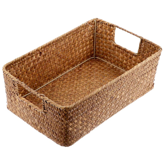 Wicker Basket Storage Organizer,Domaci Woven Basket with Handles,Rectangle Rattan Basket Wicker Baskets for Storage