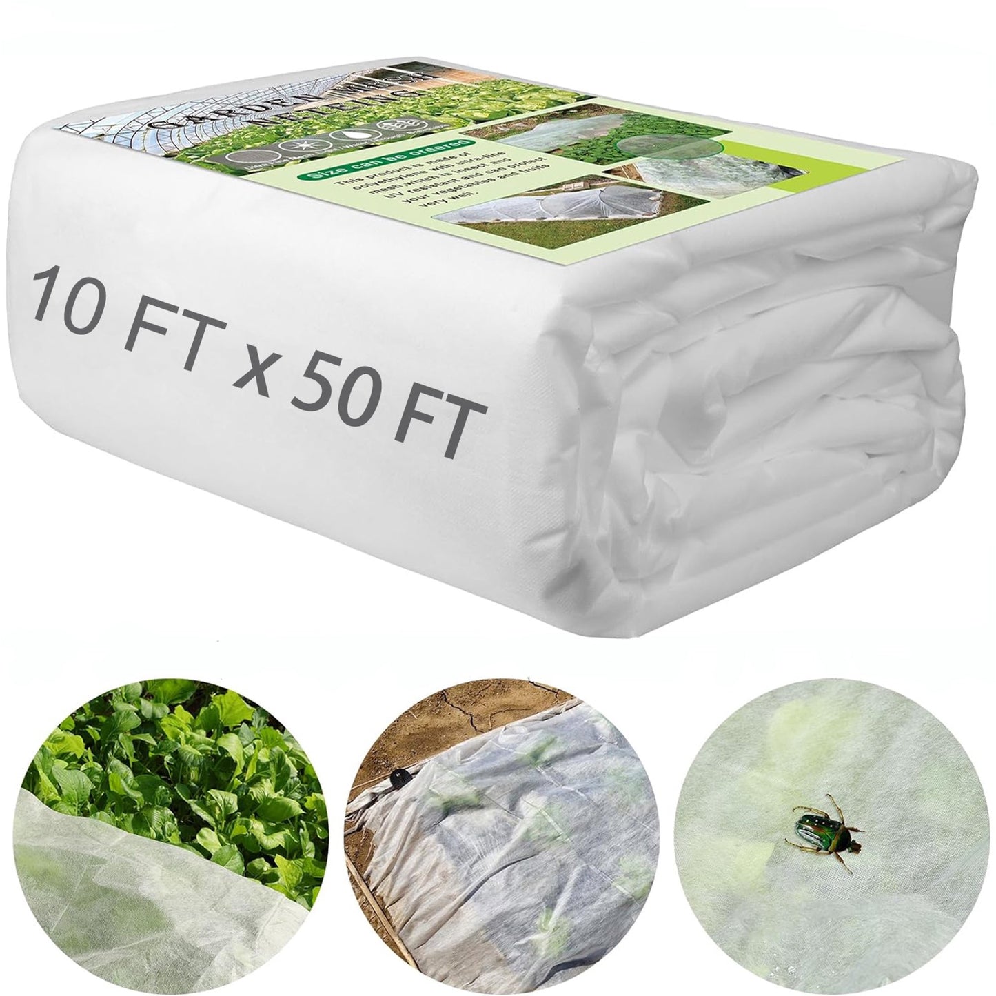 Plant Covers Freeze Protection,10Ft x 50Ft Frost Cloth for winter plant Covers Blanket Plant Cover