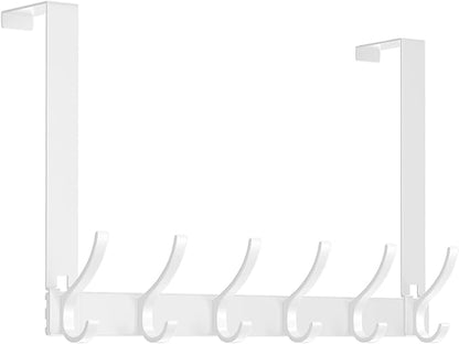 Over The Door Hooks, Door Hanger Hooks for Hanging, Over The Door Towel Racks, Over The Door Hanger, Coat Rack with 12 Coat Hooks, Wreath Door Hanger Over The Door Organizer, White