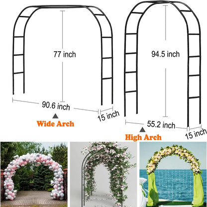Wedding Arch Garden Arch 7.87 x 4.59 x 1.25FT Christmas Arch Backdrop Stand for Ceremony Metal Garden Trellis for Various Climbing Plant Garden Decor,Assemble Freely 2 Sizes,Black