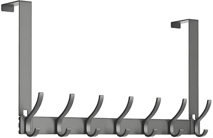 Over The Door Hooks, Door Hanger Hooks for Hanging, Over The Door Towel Racks, Over The Door Hanger, Coat Rack with 14 Coat Hooks, Wreath Door Hanger Over The Door Organizer, Gray ﻿