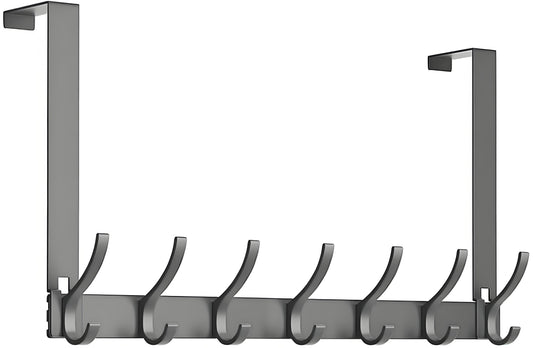 Over The Door Hooks, Door Hanger Hooks for Hanging, Over The Door Towel Racks, Over The Door Hanger, Coat Rack with 14 Coat Hooks, Wreath Door Hanger Over The Door Organizer, Gray ﻿