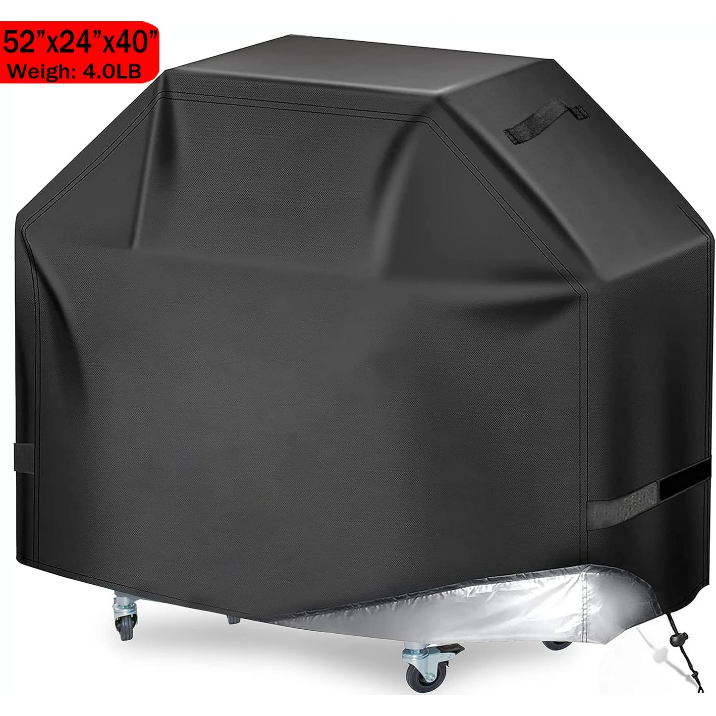 Grill Cover for Outdoor Grill,600D Heavy Duty Waterproof Oxford Fabric BBQ Cover,52" Gas Grill Covers for Outside with Adjustable Drawstring & Strip,2 Handles,Storage Bag,Windproof, UV Protection