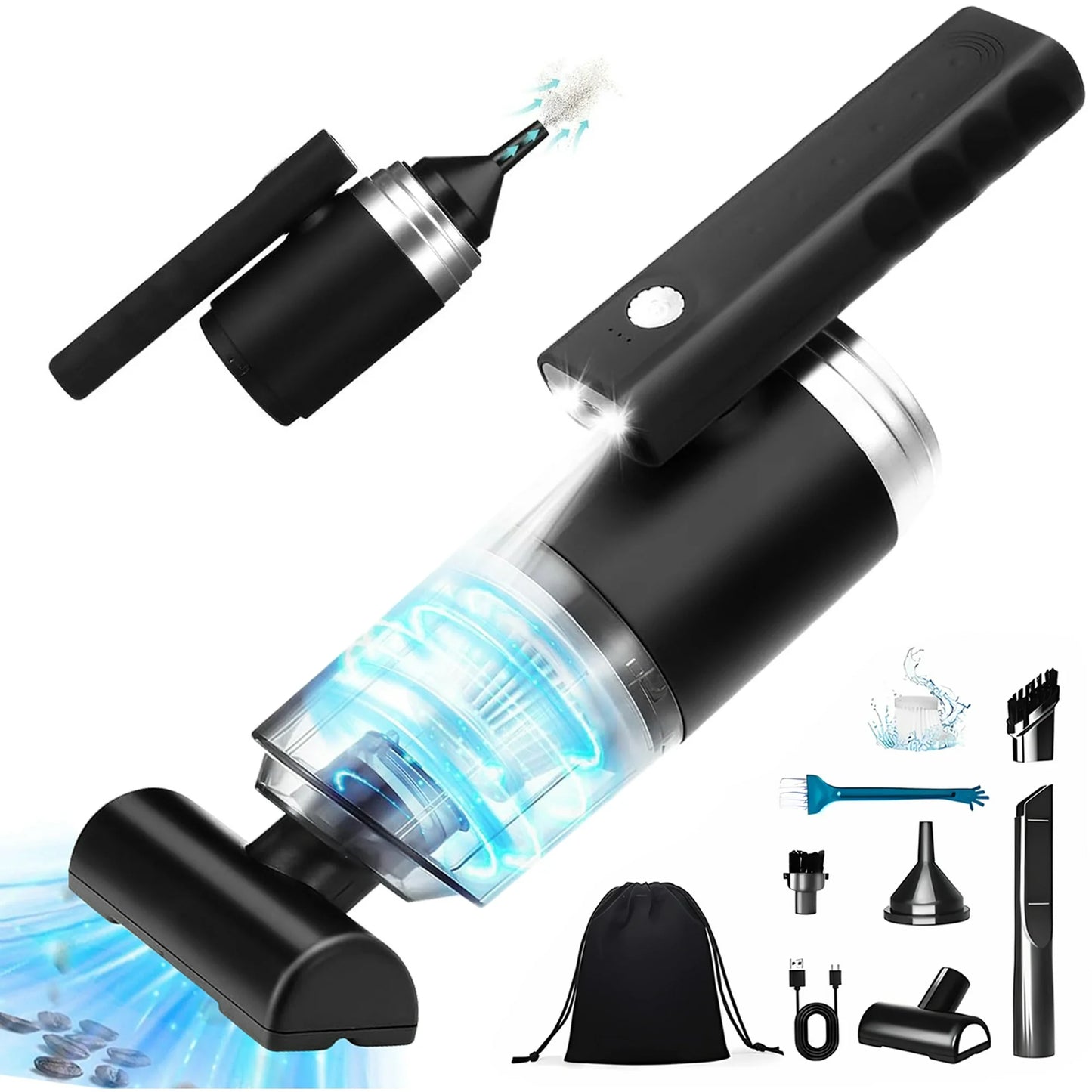 Handheld Vacuum Cordless,Domaci 14000Pa Car Vacuum Cleaner,Foldable Car Facuum Fortable Cordless 120W High Power Wet/Dry Vacuum