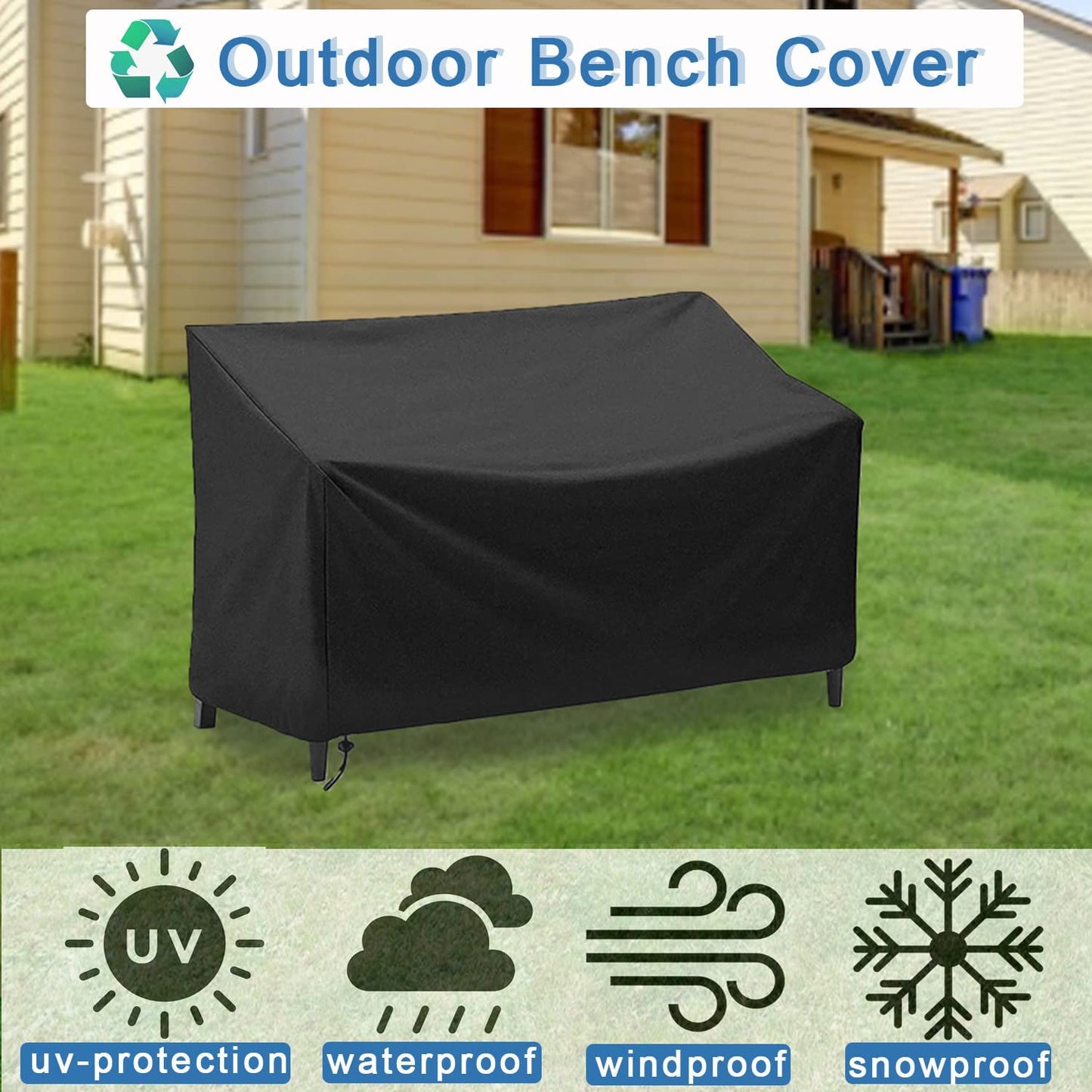 Patio Furniture Covers, 3-Seater Patio Loveseat Cover,Dinosam Outdoor Furniture Cover Waterproof Outdoor Chair Covers Patio Covers for Outdoor Furniture, Black