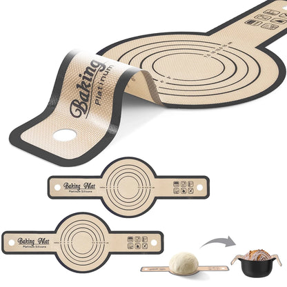 Silicone Bread Sling for Dutch Oven, 2Pcs Non-Stick Silicone Baking Mat Sling Heat Resistant Gray Dutch Oven Liner with Long Handle Reusable Silicone Baking Sheets for Transfer Dough Baking