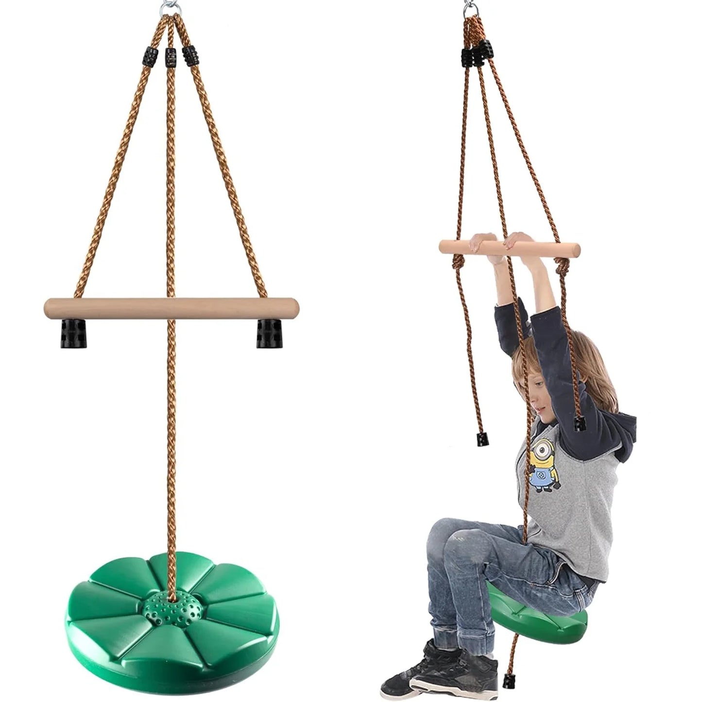 Tree Swing for Kids Swing,Climbing Rope Swing Seat with Swing board and Kids Hanging Bar,Disc Rope Swing Outdoor Garden Swing Set Accessory Children's 3 Years+