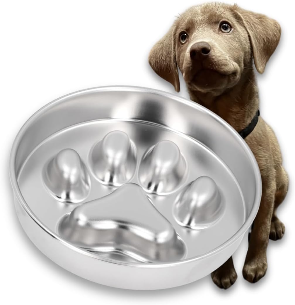 Slow Feeder Dog Bowls Large Breed, Food Grade 304 Stainless Steel Dog Bowls with Non-Slip Base, Maze Pet Dish to Slow Down Eating, Metal Slow Feeder Dog Bowl