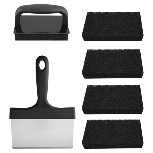 7pcs Griddle Cleaning Kit for Blackstone Cleaning Kit, Flat Top Grill Cleaner, Grill Cleaner Kit with Griddle Scraper,Cleaning Handle and Griddle Brush,Black