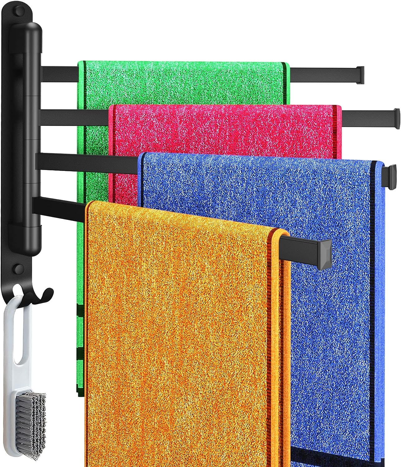 Swivel Towel Rack for Bathroom Towel Holder for Bathroom Wall Mounted Towel Bar with 4-Arm Towel Hanger, Dinosam Rustproof Bathroom Towel Rack 180° Rotation,13 Inch Bathroom Towel Bar