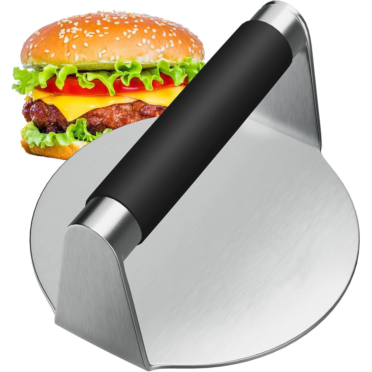 Burger Press for Griddle, Stainless Steel Burger Smasher, Grill Press for Flat Top Grill Cooking, 5.6 Inch Hamburger Smasher with Bottle Opener, Square Smashed Burger Press