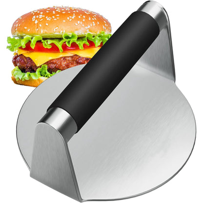 Burger Press for Griddle, Stainless Steel Burger Smasher, Grill Press for Flat Top Grill Cooking, 5.6 Inch Hamburger Smasher with Bottle Opener, Square Smashed Burger Press