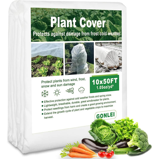 Plant Covers Freeze Protection 10x50ft（1.05 Oz/yd²） Garden Cover Plant Floating Row Cover,Vegetable Frost Blanket Winter Frost Cloth Plant Freeze Protection,Floating Blankets Fabric Plants