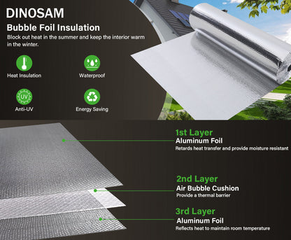 Double Reflective Insulation Roll 23.7 in X 16.4 FT RV Window Insulation for Summer Bubble Reflective Foil Insulation Aluminum Foil Thermal Insulation Foam for Windows, Roof, RV, Car